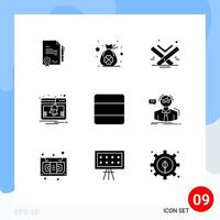 Pictogram Set of 9 Simple Solid Glyphs of grid notice quran activity eid Editable Vector Design Elements