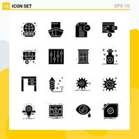 Collection of 16 Universal Solid Icons Icon Set for Web and Mobile vector