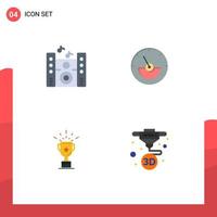 Group of 4 Modern Flat Icons Set for music prize ampere energy printing Editable Vector Design Elements