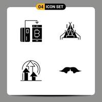 Group of 4 Solid Glyphs Signs and Symbols for cashless method money tent product Editable Vector Design Elements