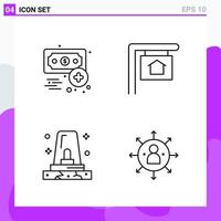 Set of 4 icons in Line style Creative Outline Symbols for Website Design and Mobile Apps Simple Line Icon Sign Isolated on White Background 4 Icons vector