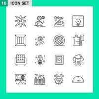 Pack of 16 Line Style Icon Set Outline Symbols for print Creative Signs Isolated on White Background 16 Icon Set vector