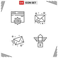 4 Icons Line Style Grid Based Creative Outline Symbols for Website Design Simple Line Icon Signs Isolated on White Background 4 Icon Set vector