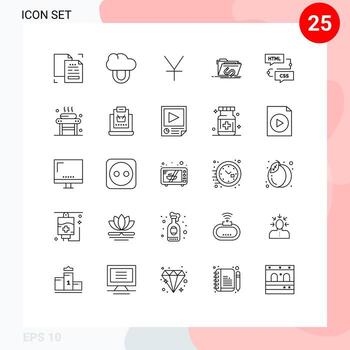 conjunto moderno de 25 líneas y símbolos como desarrollar software yuan internet explotar elementos de diseño vectorial editables vector