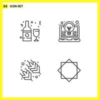 4 Icon Set Simple Line Symbols Outline Sign on White Background for Website Design Mobile Applications and Print Media vector