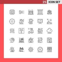 25 Thematic Vector Lines and Editable Symbols of wedding cake cake discount window case frame Editable Vector Design Elements