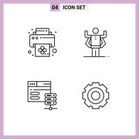 Set of 4 Modern UI Icons Symbols Signs for device server ability organization basic Editable Vector Design Elements