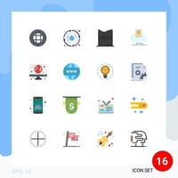 Group of 16 Flat Colors Signs and Symbols for computer notebook clothing book cloud Editable Pack of Creative Vector Design Elements