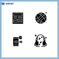 4 Solid Glyph concept for Websites Mobile and Apps document lock picture online open Editable Vector Design Elements