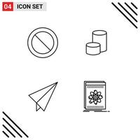 4 Thematic Vector Filledline Flat Colors and Editable Symbols of ban plane nova coin crypto currency application Editable Vector Design Elements