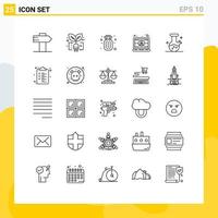 Pictogram Set of 25 Simple Lines of potion demo flask fruit user engineer Editable Vector Design Elements