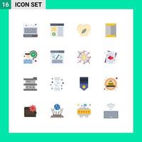 Mobile Interface Flat Color Set of 16 Pictograms of employee closet eco open window Editable Pack of Creative Vector Design Elements