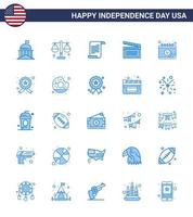 Happy Independence Day Pack of 25 Blues Signs and Symbols for american video scale movis usa Editable USA Day Vector Design Elements