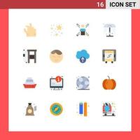 Universal Icon Symbols Group of 16 Modern Flat Colors of gasoline park direction water ways Editable Pack of Creative Vector Design Elements