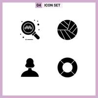 4 Universal Solid Glyphs Set for Web and Mobile Applications online user ball avatar holiday Editable Vector Design Elements