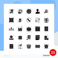 25 Universal Solid Glyphs Set for Web and Mobile Applications serve waiter gas user delete Editable Vector Design Elements