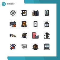 16 User Interface Flat Color Filled Line Pack of modern Signs and Symbols of computers motivation history board clipboard Editable Creative Vector Design Elements