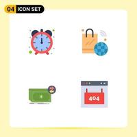 Editable Vector Line Pack of 4 Simple Flat Icons of efficiency cash shopping bag iot flow Editable Vector Design Elements