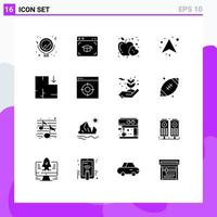 16 iconos creativos, signos y símbolos modernos del esquema, apartamento, comida, dirección, flechas, elementos de diseño vectorial editables vector