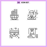 4 Icons in Line Style Outline Symbols on White Background Creative Vector Signs for Web mobile and Print