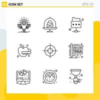 colección de 9 iconos de línea universal conjunto de iconos para web y móvil vector