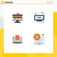 User Interface Pack of 4 Basic Flat Icons of birthday business party clock online Editable Vector Design Elements