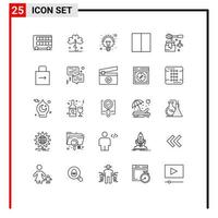 Universal Icon Symbols Group of 25 Modern Lines of workspace interface irish grid light Editable Vector Design Elements