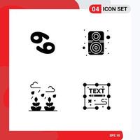 Universal Icon Symbols Group of 4 Modern Solid Glyphs of astrology growth greece sound life Editable Vector Design Elements