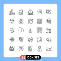 Stock Vector Icon Pack of 25 Line Signs and Symbols for present shop forest online building Editable Vector Design Elements