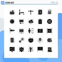 Stock Vector Icon Pack of 25 Line Signs and Symbols for lock earth china color format Editable Vector Design Elements