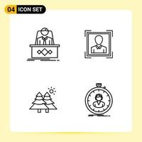 4 Creative Icons for Modern website design and responsive mobile apps 4 Outline Symbols Signs on White Background 4 Icon Pack vector