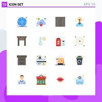 16 User Interface Flat Color Pack of modern Signs and Symbols of light user box idea wood Editable Pack of Creative Vector Design Elements