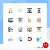 16 Universal Flat Color Signs Symbols of coding web control warning notification Editable Pack of Creative Vector Design Elements