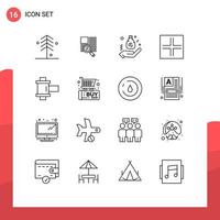 Set of 16 Vector Outlines on Grid for film small bag screen hand Editable Vector Design Elements