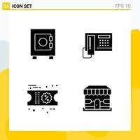 colección de 4 iconos sólidos universales conjunto de iconos para web y móvil vector