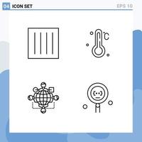 Group of 4 Modern Filledline Flat Colors Set for care instruction dry thermometer operation Editable Vector Design Elements