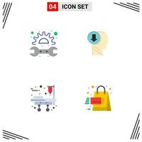 Pack of 4 Modern Flat Icons Signs and Symbols for Web Print Media such as gear medical equipment spanner human bed Editable Vector Design Elements