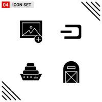 Pixle Perfect Set of 4 Solid Icons Glyph Icon Set for Webite Designing and Mobile Applications Interface vector