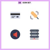 Modern Set of 4 Flat Icons and symbols such as banking volume credit card wash data Editable Vector Design Elements