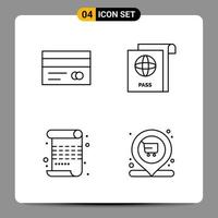 4 Black Icon Pack Outline Symbols Signs for Responsive designs on white background 4 Icons Set vector