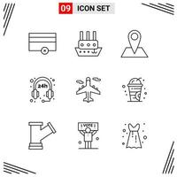 9 Icons Line Style Grid Based Creative Outline Symbols for Website Design Simple Line Icon Signs Isolated on White Background 9 Icon Set vector