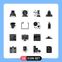 16 Solid Black Icon Pack Glyph Symbols for Mobile Apps isolated on white background 16 Icons Set vector