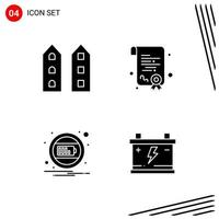 Collection of 4 Vector Icons in solid style Pixle Perfect Glyph Symbols for Web and Mobile Solid Icon Signs on White Background 4 Icons