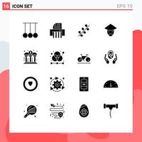 Pictogram Set of 16 Simple Solid Glyphs of building bank easter chinese china Editable Vector Design Elements