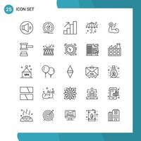 Vector Pack of 25 Outline Symbols Line Style Icon Set on White Background for Web and Mobile