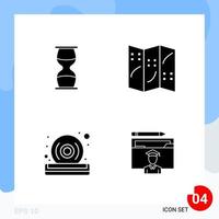 Modern Pack of 4 Icons Solid Glyph Symbols isolated on White Backgound for Website designing vector