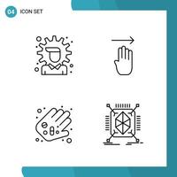 Vector Pack of 4 Outline Symbols Line Style Icon Set on White Background for Web and Mobile