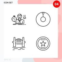 Vector Pack of 4 Icons in Line Style Creative Outline Pack isolated on White Background for Web and Mobile