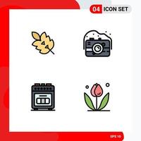 Pictogram Set of 4 Simple Filledline Flat Colors of ecology appliance plant old baking oven Editable Vector Design Elements