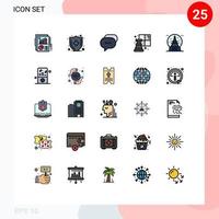 Set of 25 Modern UI Icons Symbols Signs for vacation souvenir conversation holiday game Editable Vector Design Elements